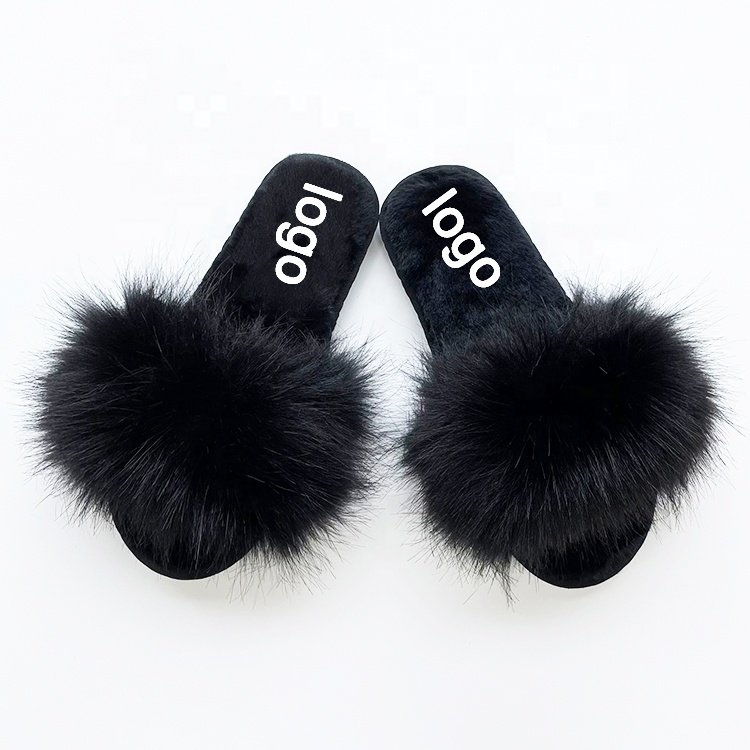 Spring High-quality Factory Direct Sales Big Fluffy White Slippers Women Faux Fur Slides For Kids for South Africa