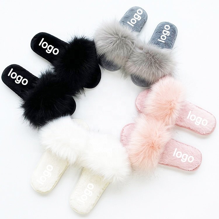 Spring High-quality Factory Direct Sales Big Fluffy White Slippers Women Faux Fur Slides For Kids for South Africa