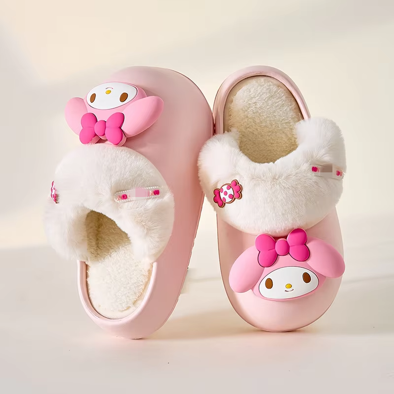Botu Custom Cartoon Anime Shoes Kulomi Home Slippers Cute Plush Hk Kitty Slippers For Women