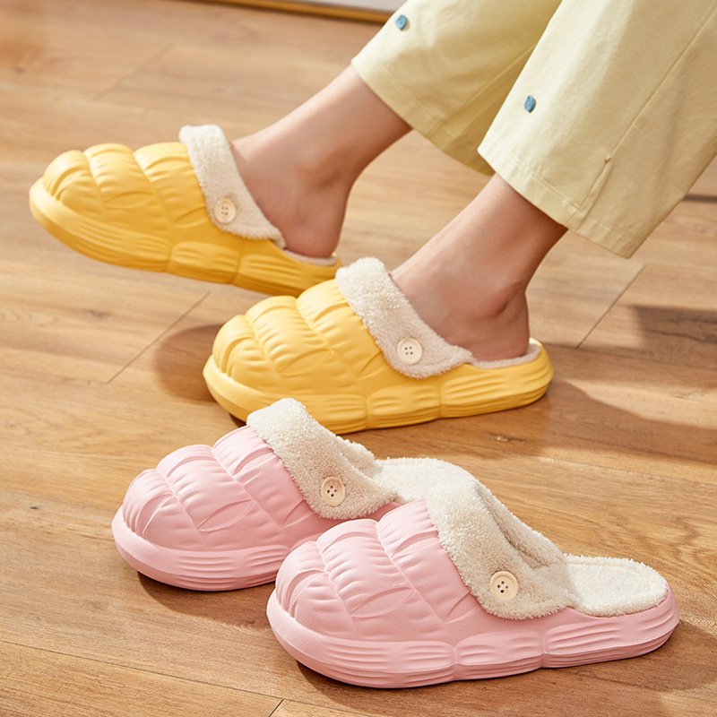 2022 New Winter Cotton Slippers Women's Removable Warm and Waterproof Cotton Slippers Lovers' Cute Plush Slippers
