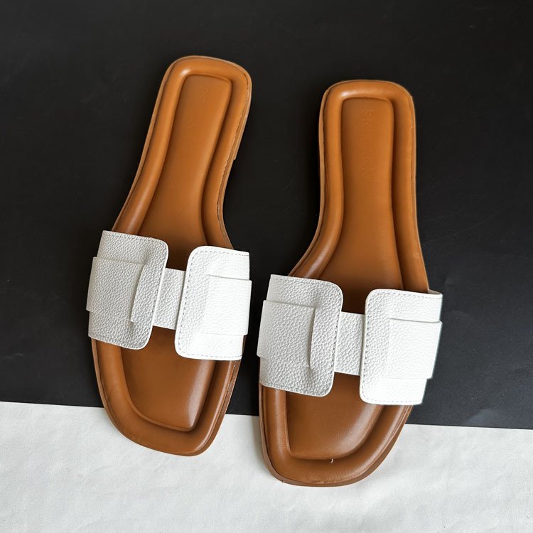 Splicing And Binding Design Flat Slipper 2024 New Casual Shoes Plus Size 36-41 Sandalias Women's Sandals Flat Slippers
