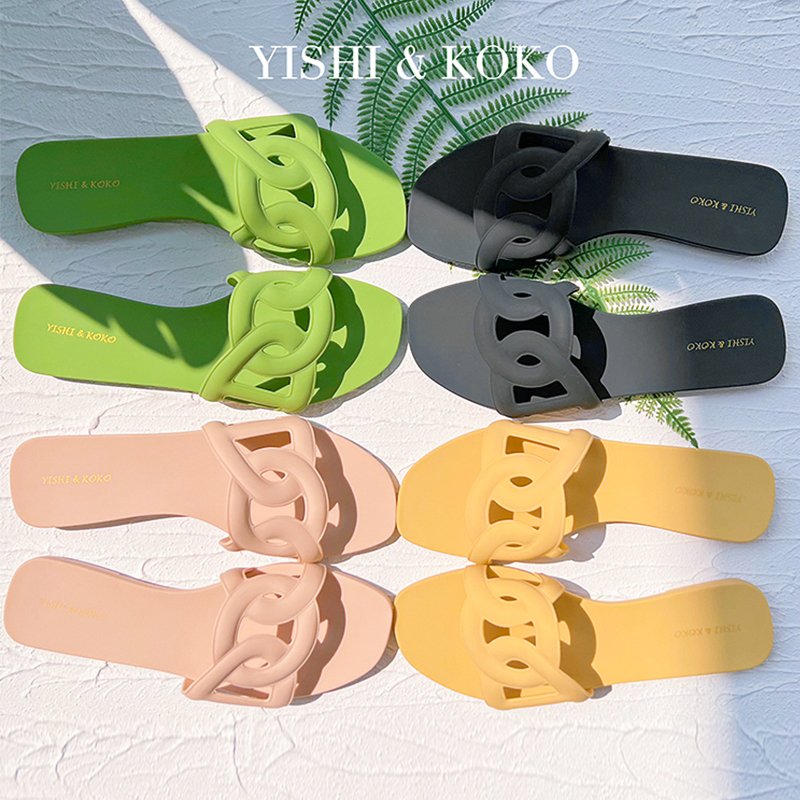 Ladies Shoes Flat Casual Aloha Sandal Outdoor PVC Jelly Slides Ladies Flat Slippers women shoes slipper