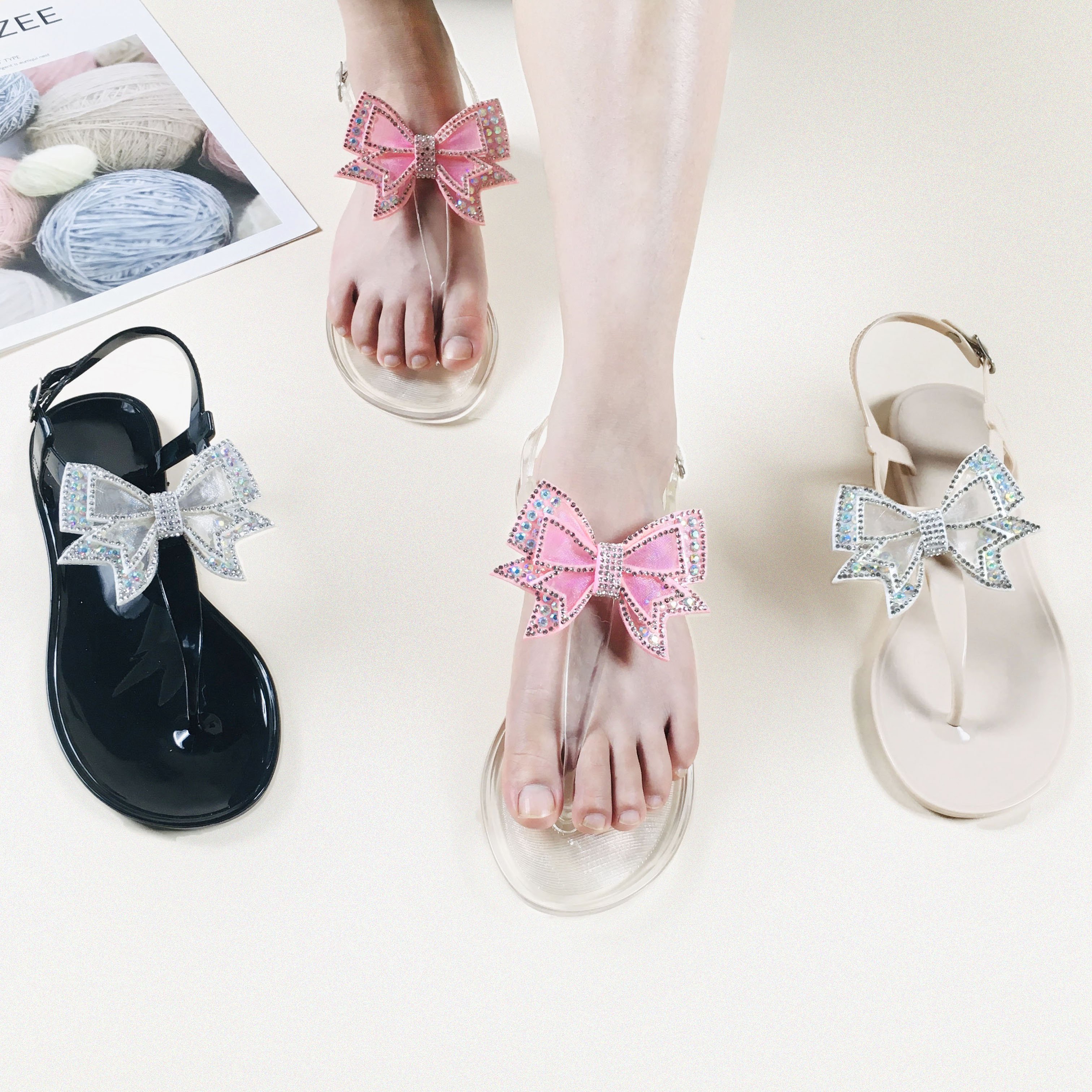 Slides Slippers Women Flip-Flops Ladies Woman Sandals 2022 Sandal Summer Custom And Wholesale diamond Jelly Shoes