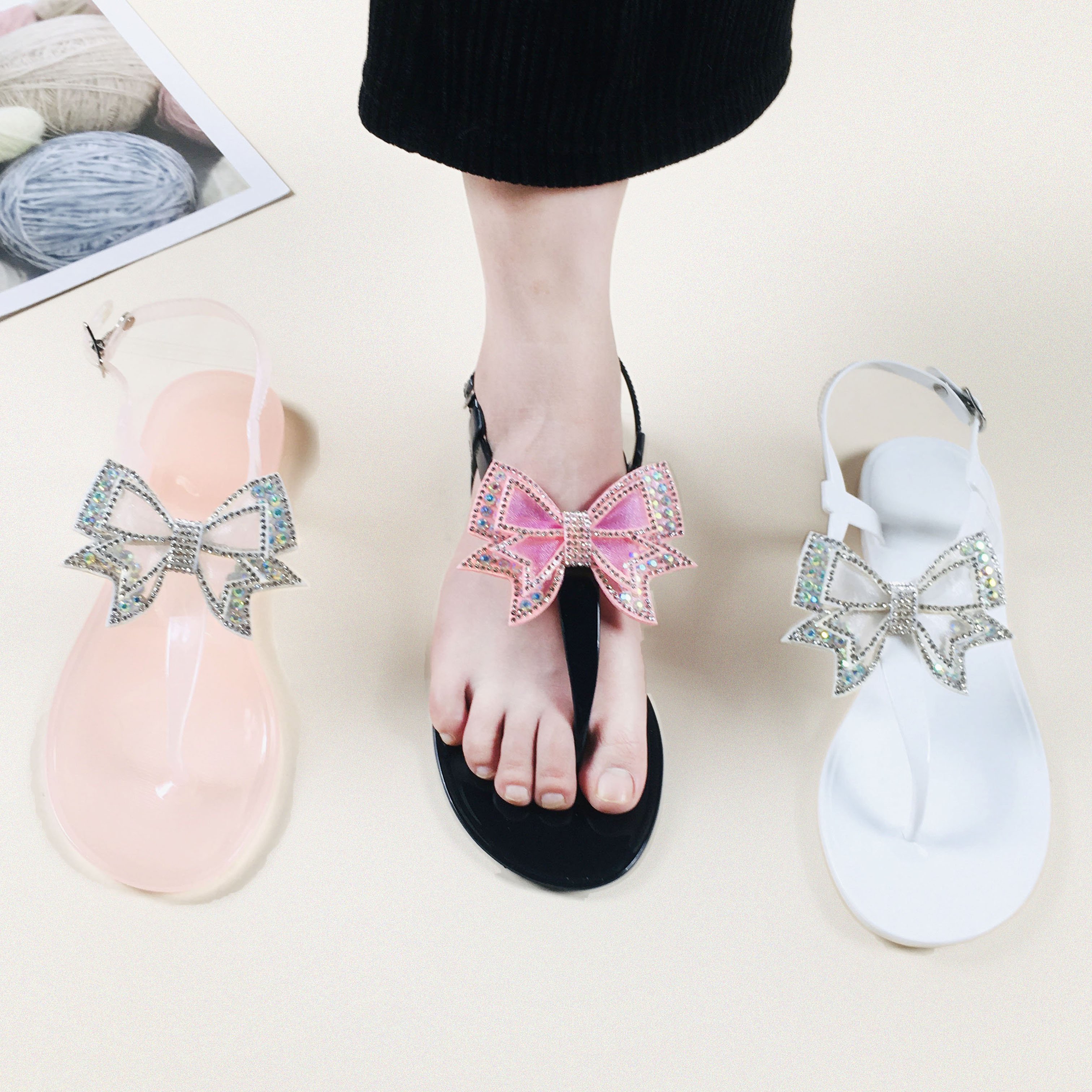Slides Slippers Women Flip-Flops Ladies Woman Sandals 2022 Sandal Summer Custom And Wholesale diamond Jelly Shoes