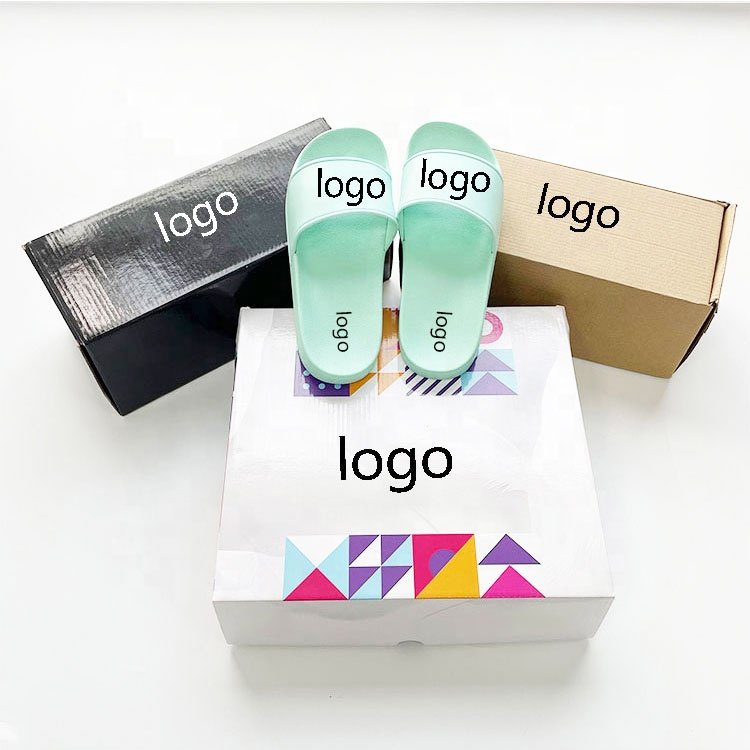 2023 Summer Unisex Slides PVC PU Leather Embossed 3D Custom slippers With Box Mint slides sandals For Women