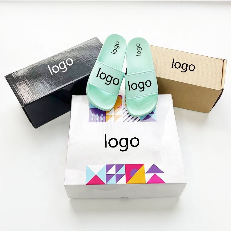 2023 Summer Unisex Slides PVC PU Leather Embossed 3D Custom slippers With Box Mint slides sandals For Women