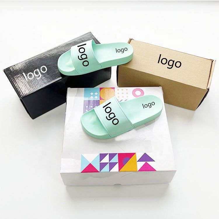 2023 Summer Unisex Slides PVC PU Leather Embossed 3D Custom slippers With Box Mint slides sandals For Women