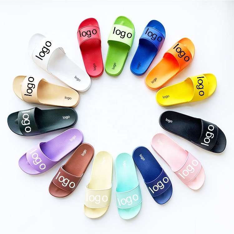 2023 Summer Unisex Slides PVC PU Leather Embossed 3D Custom slippers With Box Mint slides sandals For Women