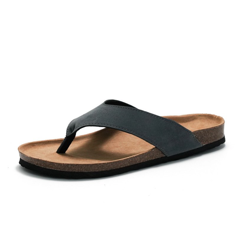 Men's Cork Sandals Open Toe Slip On Slide Sandals Men Comfortable Walking Orthopedic Thong Cork Sandals
