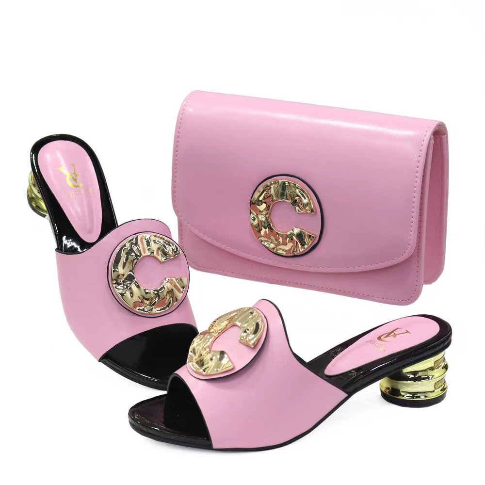 Fast supply speed toe leather slides slippers women sandals shoes women shoes and bag sets designer