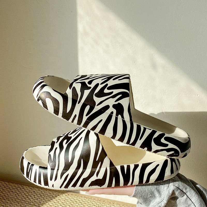 Summer women girls indoor outdoor thick sole cow print PVC slides slipper sandals