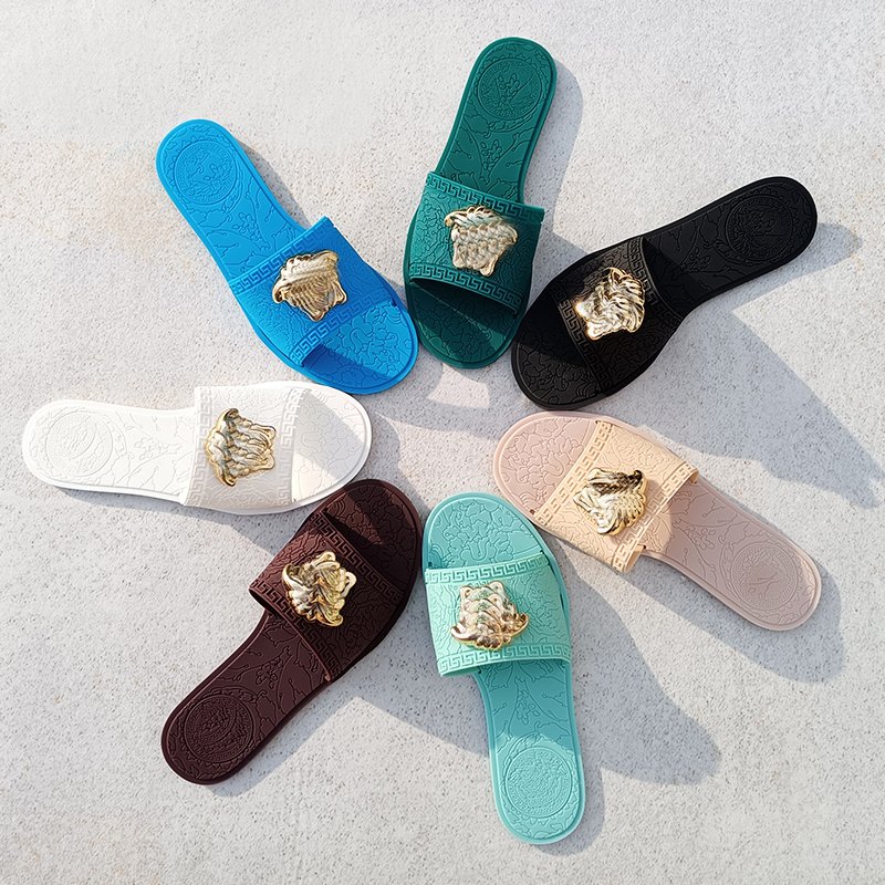 Men's Open Toe Summer Slippers Breathable Anti-Slip Sandals with Flat PU Insole and Plus Size Rubber Slides Beach Mules
