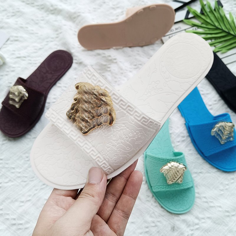 Men's Open Toe Summer Slippers Breathable Anti-Slip Sandals with Flat PU Insole and Plus Size Rubber Slides Beach Mules