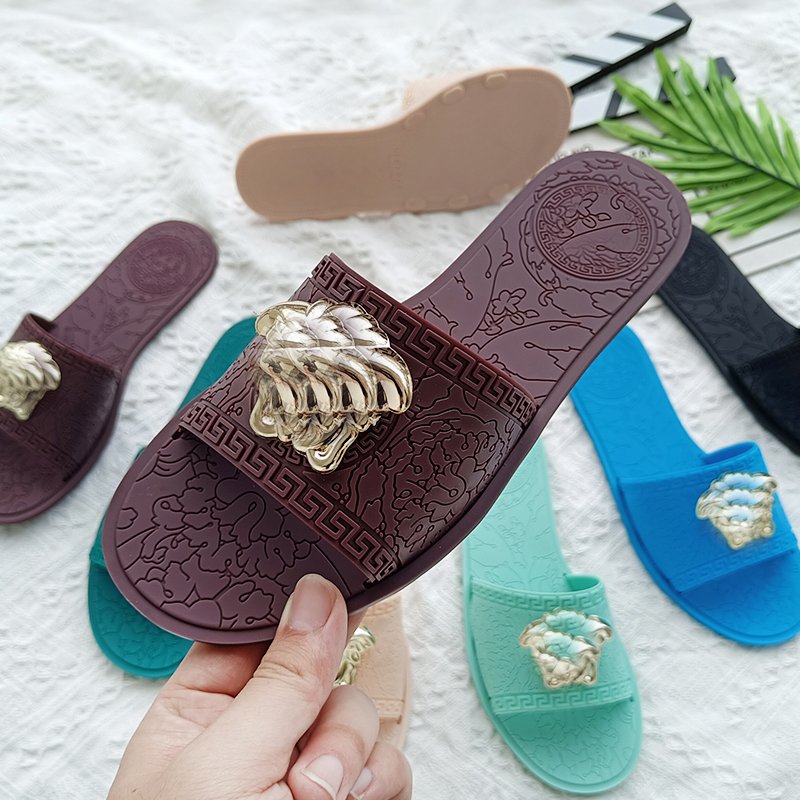 Men's Open Toe Summer Slippers Breathable Anti-Slip Sandals with Flat PU Insole and Plus Size Rubber Slides Beach Mules