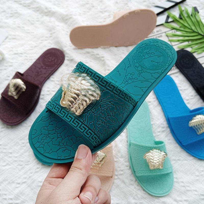 Men's Open Toe Summer Slippers Breathable Anti-Slip Sandals with Flat PU Insole and Plus Size Rubber Slides Beach Mules