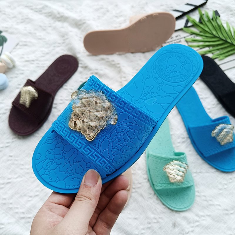 Men's Open Toe Summer Slippers Breathable Anti-Slip Sandals with Flat PU Insole and Plus Size Rubber Slides Beach Mules