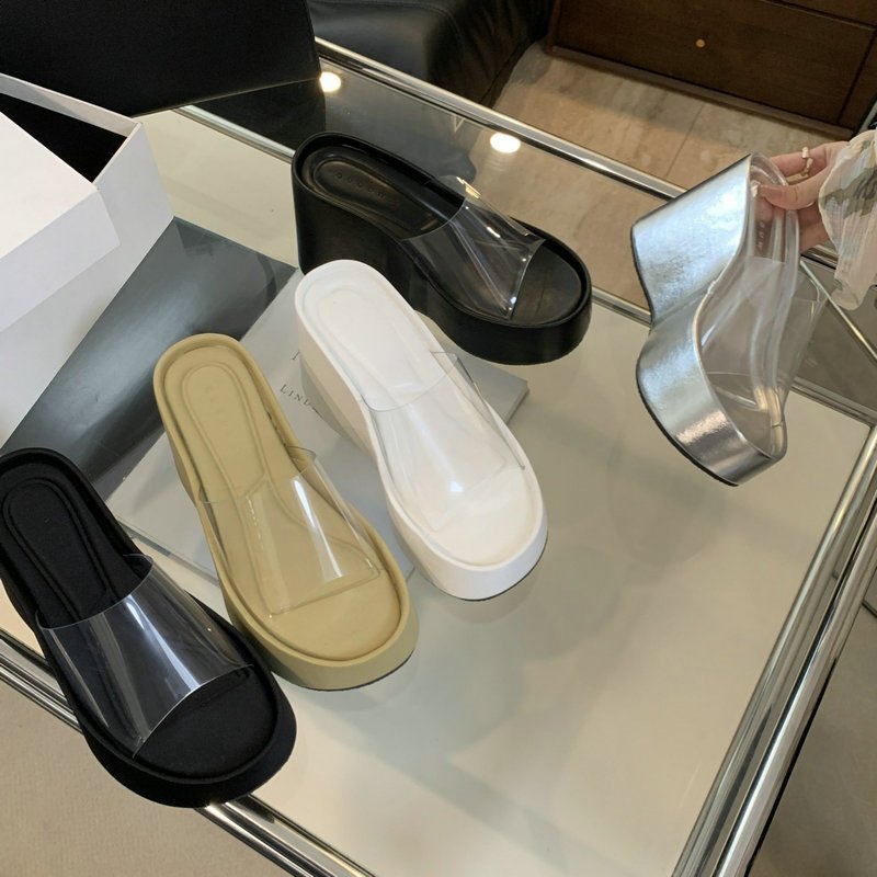 Hot Sale Transparent Strap Platform Wedges Women High Heel Sandals Outdoor Beach Slippers Summer Chunky Slippers