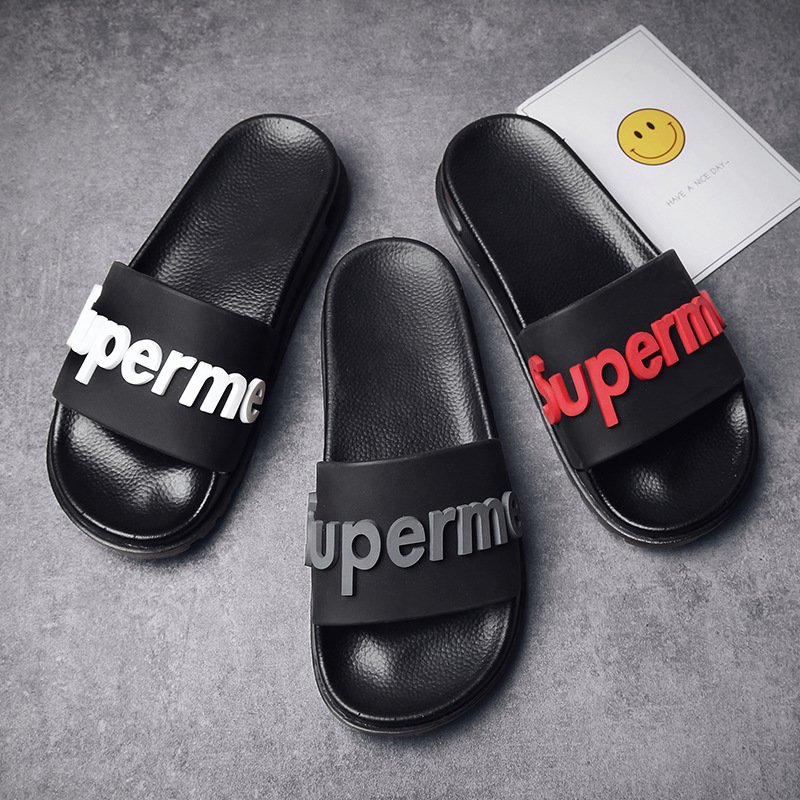 Mens Slippers Slides sandals Couple Flip Flops Male Soft Black and White Stripes Casual Summer air cushion men sliders
