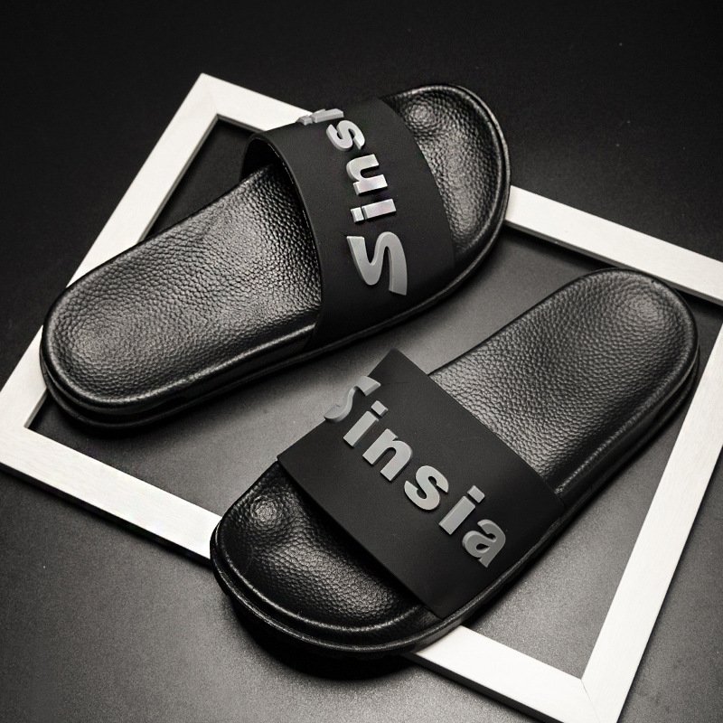Mens Slippers Slides sandals Couple Flip Flops Male Soft Black and White Stripes Casual Summer air cushion men sliders