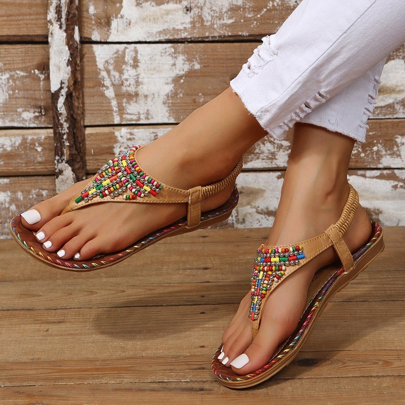2023 Summer New Beading Women Ladies Summer Beach Slides Slippers Flip-flops Flip Flops Flat Sandals For Women And Ladies