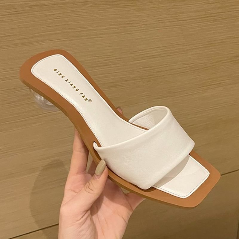 Sandales Talon Femme Transparent Silver New Fashion 2022 Summer Sexy Low Heel Slipper Sandals Shoes for Women