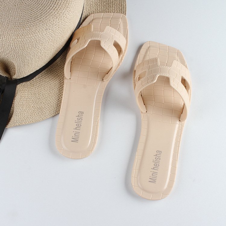 Hot selling new fashion transparent crystal colorful jelly women's slide slippers