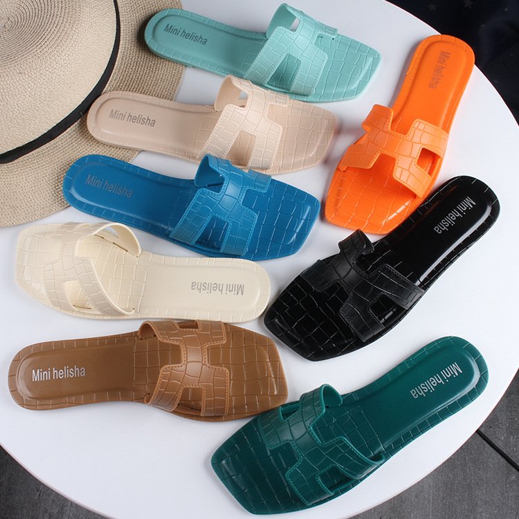 Hot selling new fashion transparent crystal colorful jelly women's slide slippers