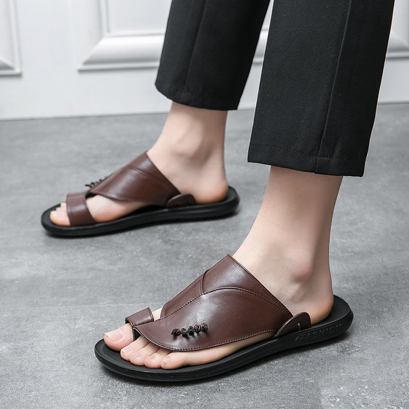 Men Slides Size 38-45 Latest Design Sandals Soft Outsole Casual Pu Leather EVA Opp Bag Rubber Summer Shoes Outdoor Slippers