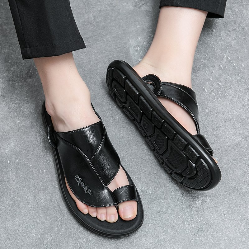 Men Slides Size 38-45 Latest Design Sandals Soft Outsole Casual Pu Leather EVA Opp Bag Rubber Summer Shoes Outdoor Slippers