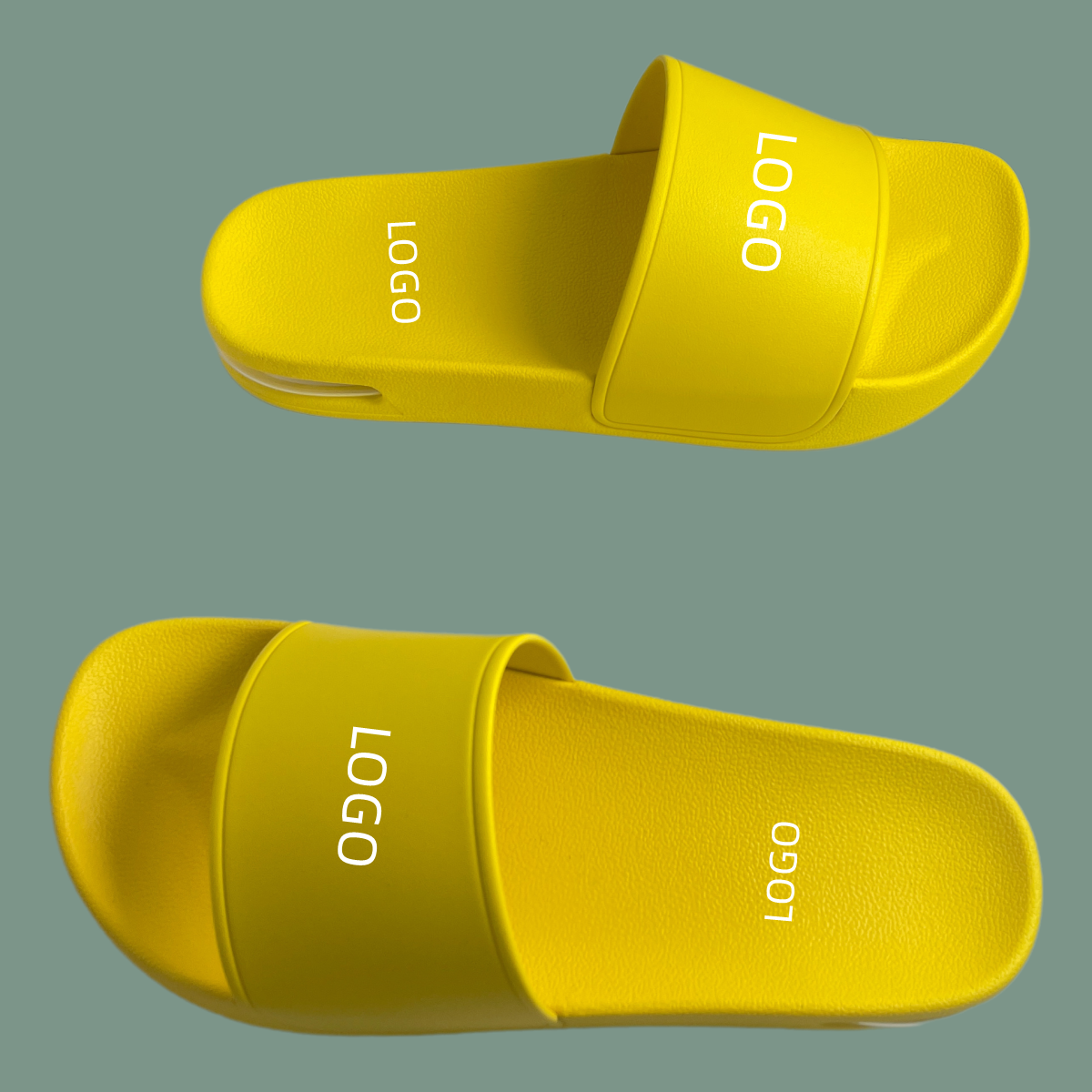 Factory Wholesale Custom Logo PVC PU Slippers Embossed Printing Flip Flops Anti-Slippery Waterproof Features Mesh Company Use