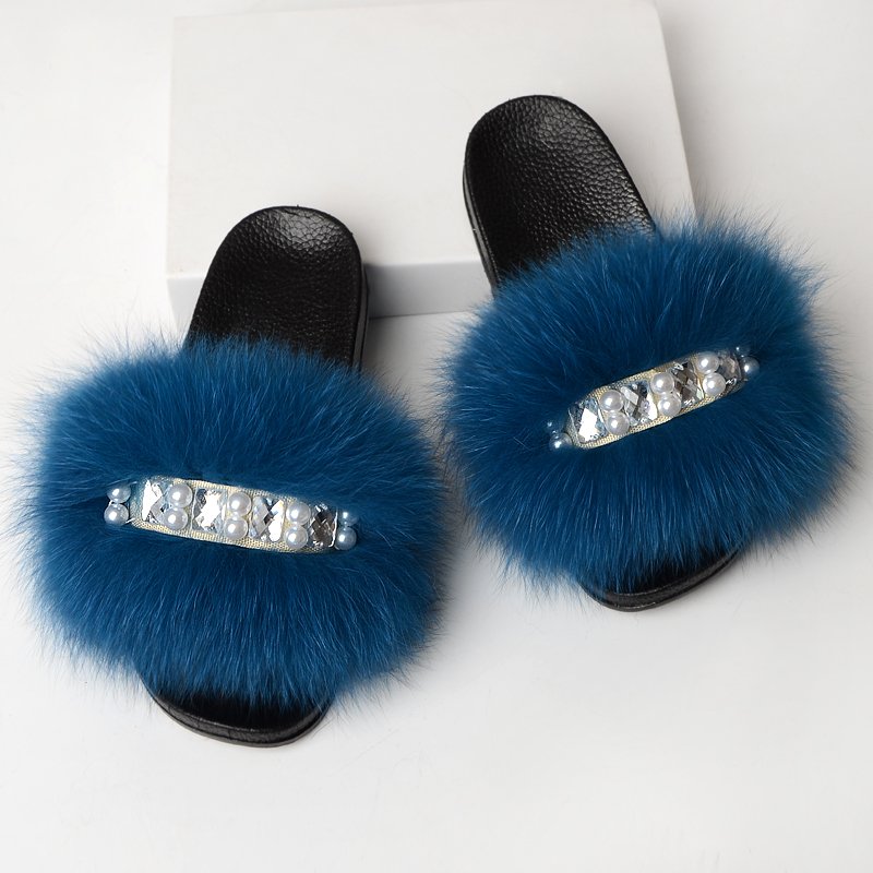 Wholesale Designer Full Fur Slides Luxury Fur Platform Sandal Women Fur Slides Slippers