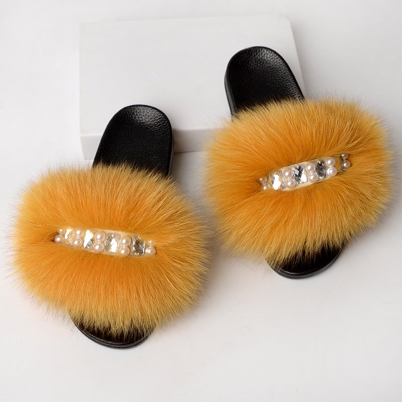 Wholesale Designer Full Fur Slides Luxury Fur Platform Sandal Women Fur Slides Slippers