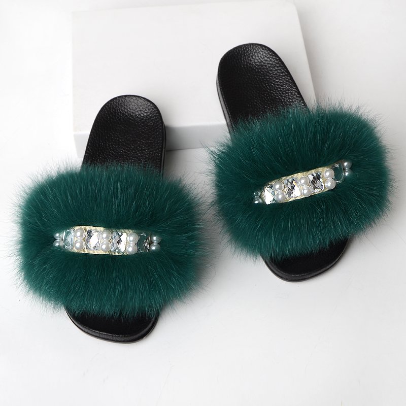 Wholesale Designer Full Fur Slides Luxury Fur Platform Sandal Women Fur Slides Slippers