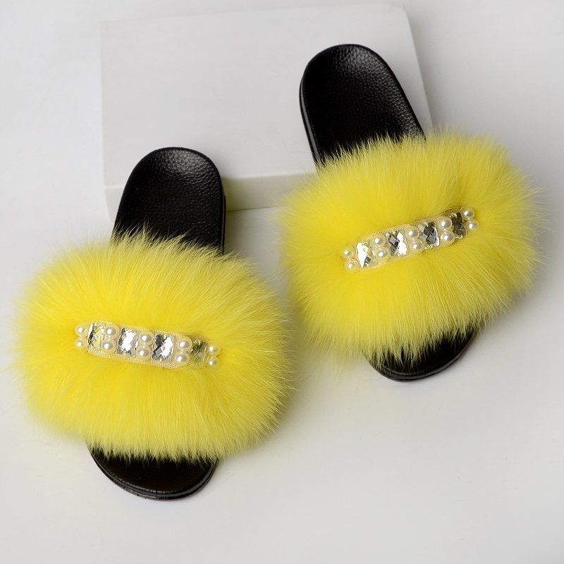 Wholesale Designer Full Fur Slides Luxury Fur Platform Sandal Women Fur Slides Slippers