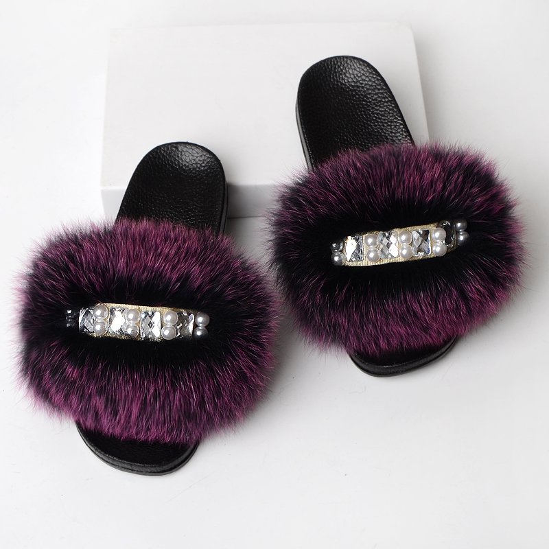 Wholesale Designer Full Fur Slides Luxury Fur Platform Sandal Women Fur Slides Slippers
