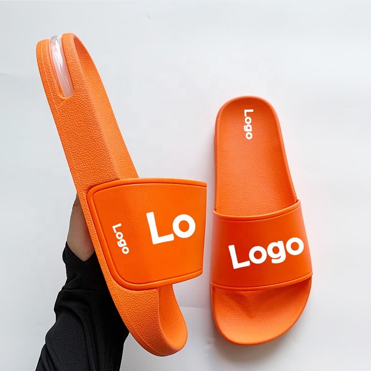 Plus Size Custom Logo Slides Slippers Super Soft Air Cushion 3-D Rubber Footwear Men's Custom Slides With Logo