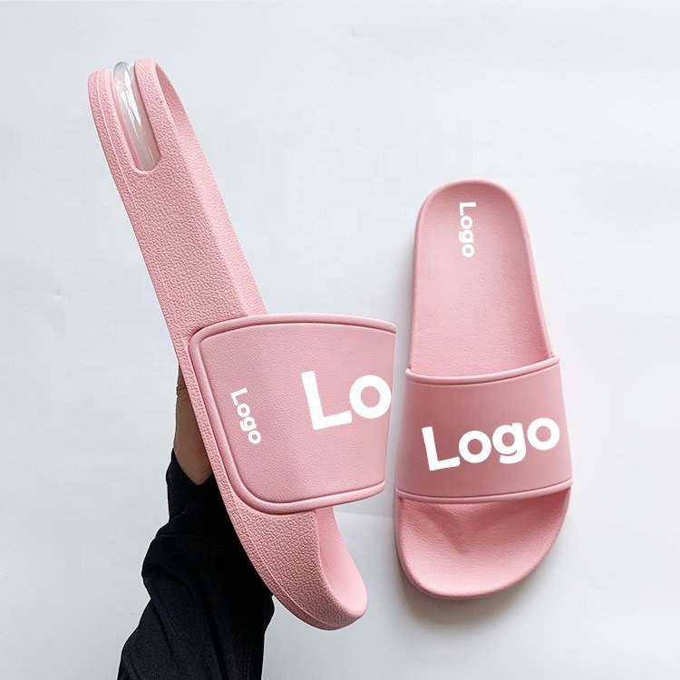 Plus Size Custom Logo Slides Slippers Super Soft Air Cushion 3-D Rubber Footwear Men's Custom Slides With Logo