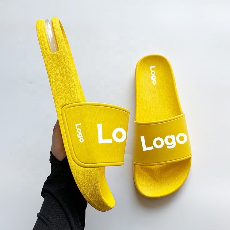 Plus Size Custom Logo Slides Slippers Super Soft Air Cushion 3-D Rubber Footwear Men's Custom Slides With Logo