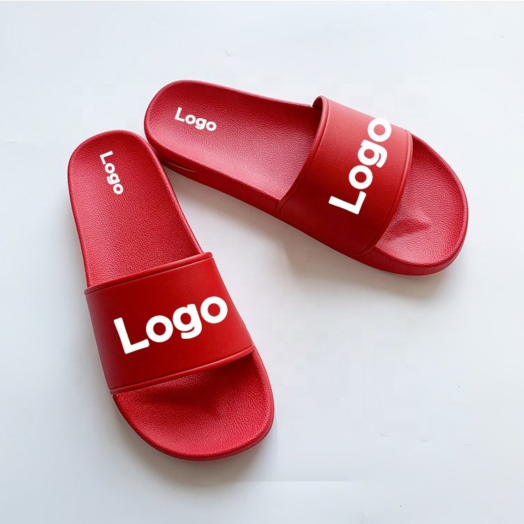 Plus Size Custom Logo Slides Slippers Super Soft Air Cushion 3-D Rubber Footwear Men's Custom Slides With Logo