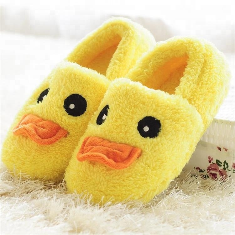 Custom plush slipper toy stuffed animal duck bear indoor slippers for promotion
