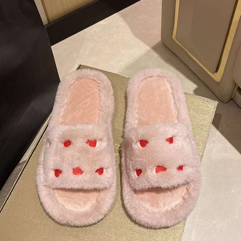 Women Slippers Furry Indoor Cotton Shoes Warm Comfort Lightweight Slides Fuzzy Plush Female Casual Slippers