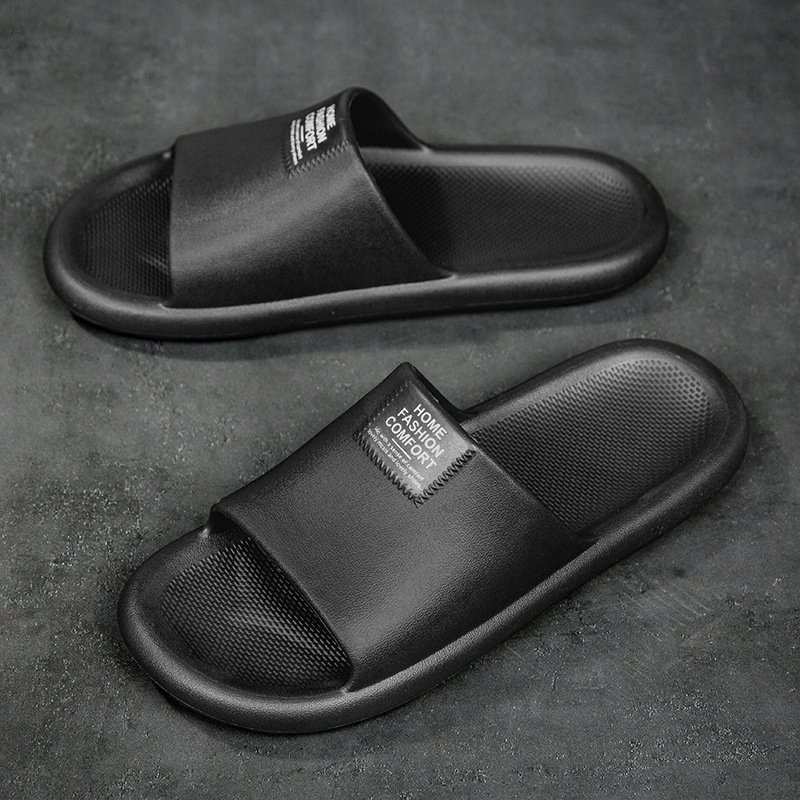 Slippers Men Skid Particle Sole Friction Casual Shoes PVC Women Indoor Shoes Black Flat Home Slippers