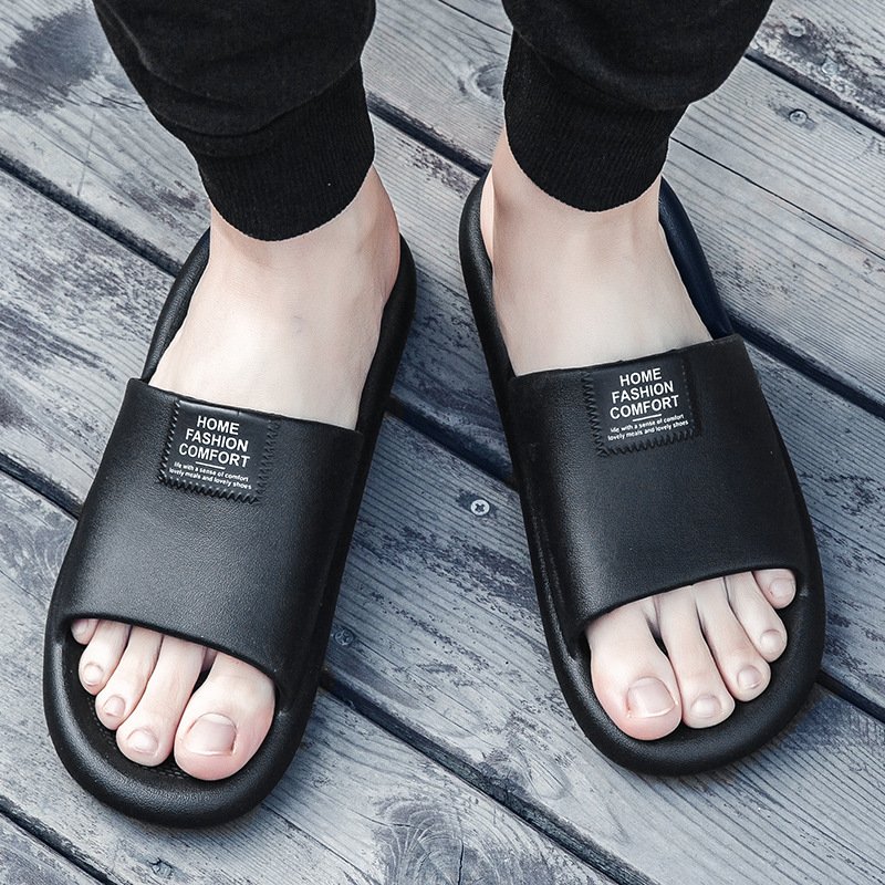 Slippers Men Skid Particle Sole Friction Casual Shoes PVC Women Indoor Shoes Black Flat Home Slippers