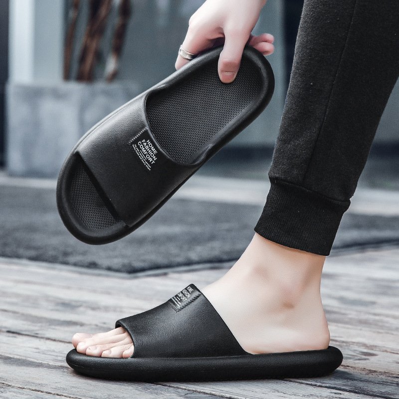 Slippers Men Skid Particle Sole Friction Casual Shoes PVC Women Indoor Shoes Black Flat Home Slippers