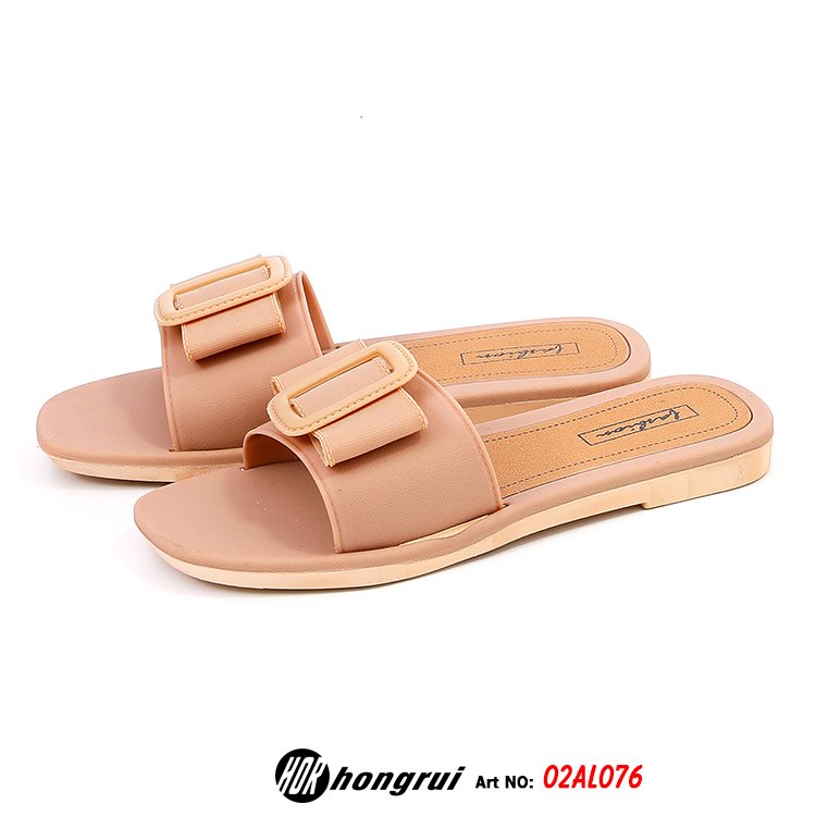 Fashion buckle 2023 summer most popular women shoes outdoor casual flat slide slippers for women walking style slippers