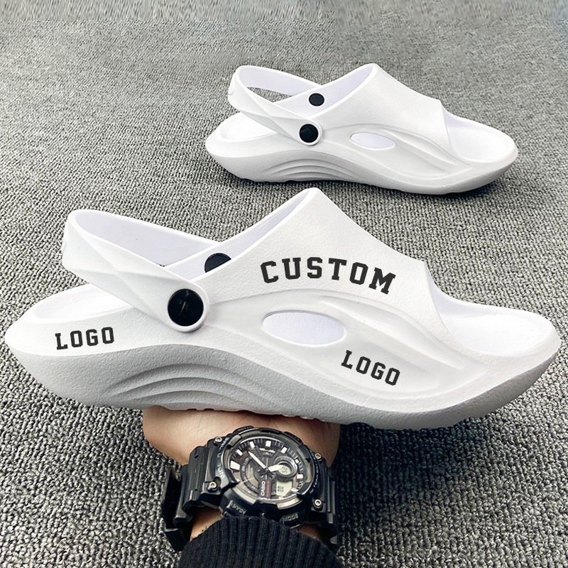 Fashion Personalized Custom Strap Sandals Slides Shoe Men Beach Slippers Print Logo Custom Manufacturers