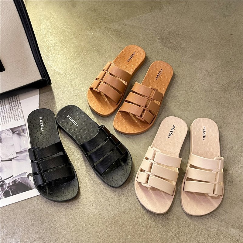 Good Quality Transparent Women Open Toe With Thick Bottom Camping Slides Slippers