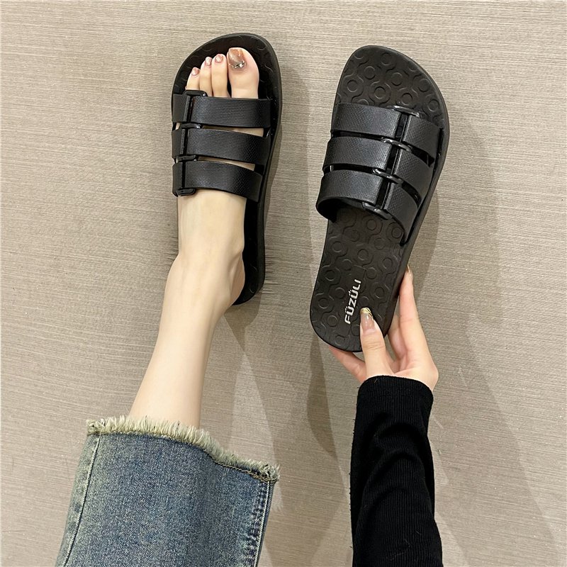 Good Quality Transparent Women Open Toe With Thick Bottom Camping Slides Slippers