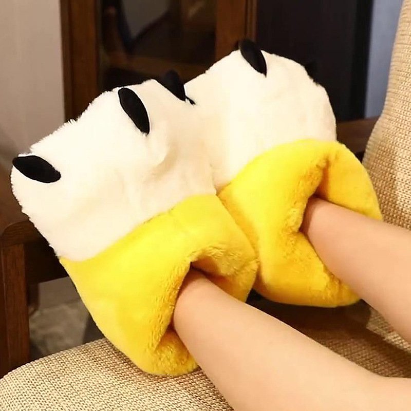 Cartoon Animal Paws Bear Claw Winter Plush Warm Indoor Home Bedroom Ladies Women Men Slide Fashion Fur Slippers Shoes