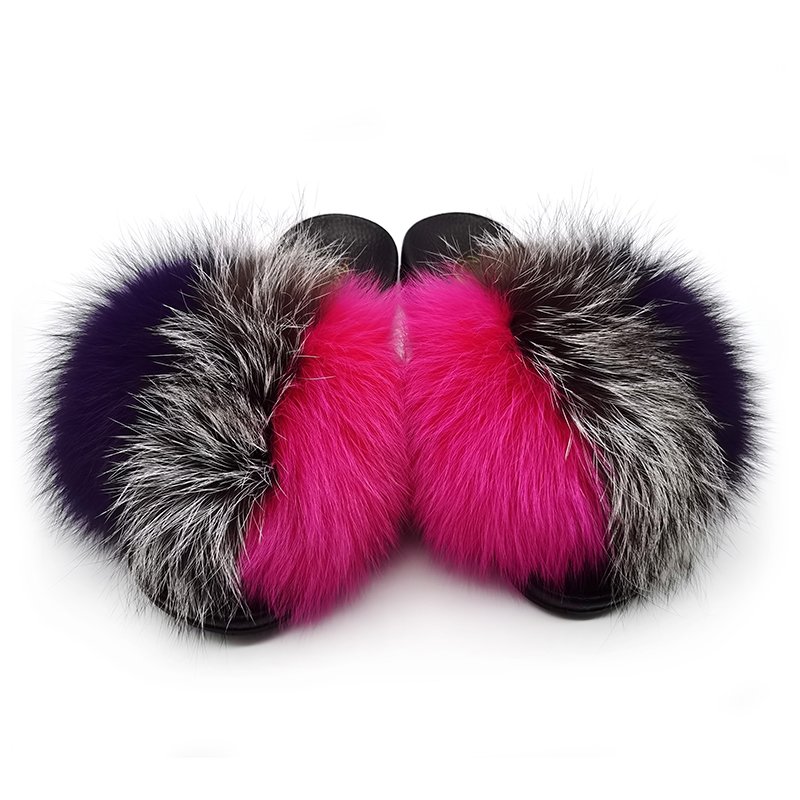 2024 platform flat soft removable fur slide slippers women